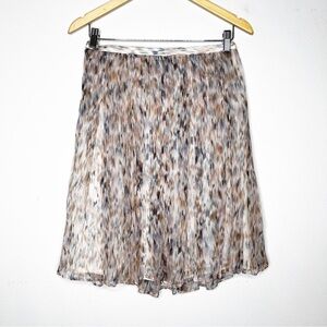 Burberry London 100% Silk Abstract Printed Skirt